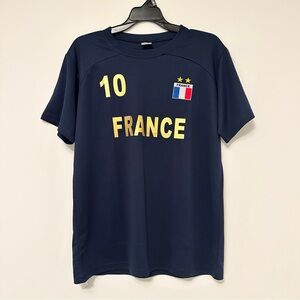 Navy Blue Football Equipment Football Jersey Soccer France #10 Men's Large